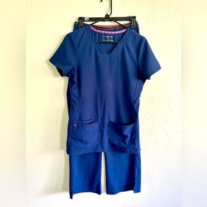 Heart and Soul Navy Blue Size S Scrub Set